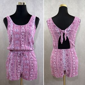 Pink Rose Vintage Open Back Romper